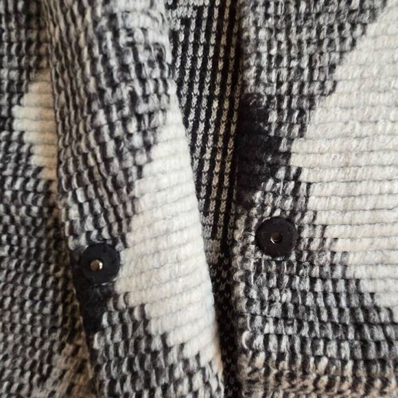 Aris A Womens Diamond Button Front Wool Blend Cardigan Jacket Black White XL - Picture 7 of 12